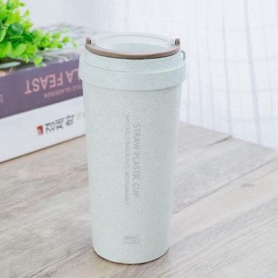 Manufacturer  double wall wheat straw degradable outdoor water bottle with handle