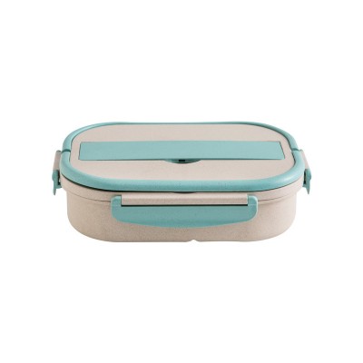 BPA Free Plastic Lunch Box 4 compartments food container with handle wheat straw dinnerware