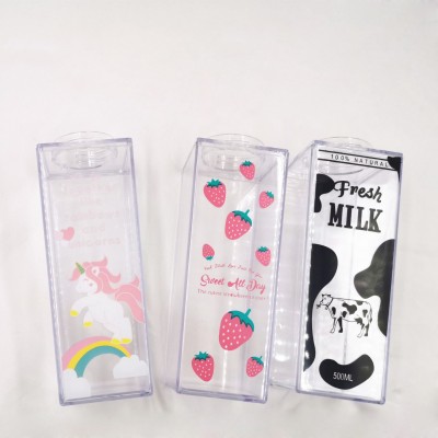 500ml clear plastic square water bottle milk box water bottle