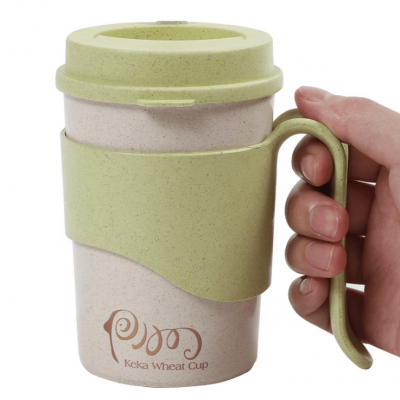 2020 style Biodegradable Wheat Straw Water Bottle With Custom Logo Printing And Lids Coffee Mug