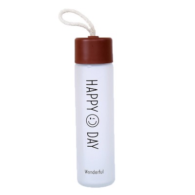 360ml custom  Portable Frosted  Sport water bottle glass with rope