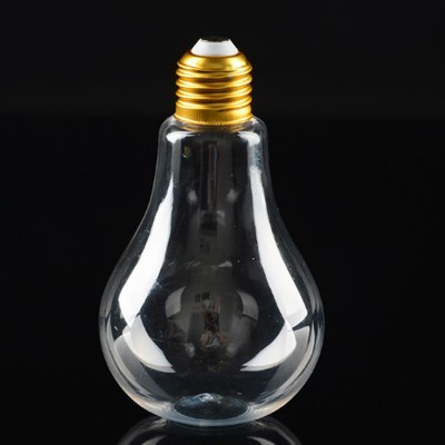 Hot Selling 50ml Mini Light Bulb Shaped Aluminum Lid Clear Plastic Candy Jars