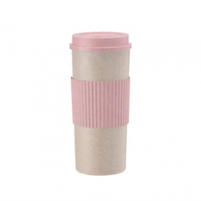 Factory Hot Sale Wheat Straw Portable Biodegradable Custom Coffee Mug With Lid Bottle