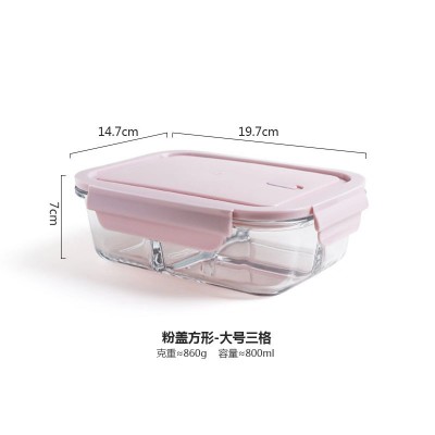 1 liter microwave bowl square borosilicate storage box pyrex glass food container with airtight lid